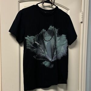 All Saints Black and Teal Graphic Tee